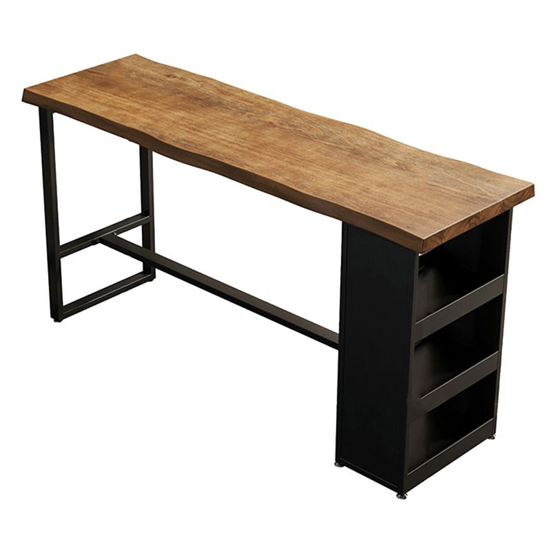 Trestle Base Bar Table Set 1/3 Pcs Solid Wood and Metal Bar Table and Stools