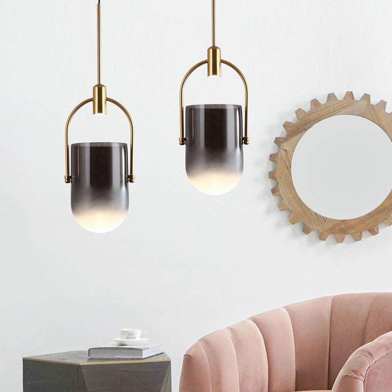 Multi Light Barrel Hanging Pendant Modern Style Glass Hanging Lighting for Living Room