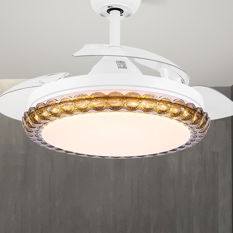Contemporary Fan Ceiling Lighting in White Interior LED Ceiling Fan Fixture
