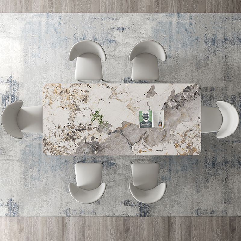 Luxury 1/3/4/5/7 Pieces Dining Set Sintered Stone Dining Table with Leather Chairs