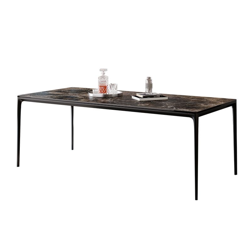 Industrial Sintered Stone Top Table Rectangular Table with Metal Base