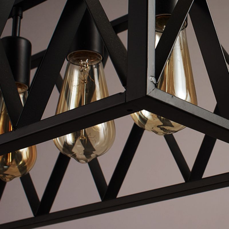 Metal Island Lighting Fixture Style Rectángulo Black Rectange Restaurant Light Hanging Island Light