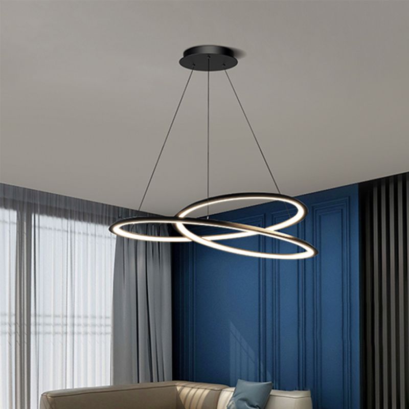 Modern Simplicity LED Chandelier Wrought Iron Linear Pendant Light with Acrylic Shade
