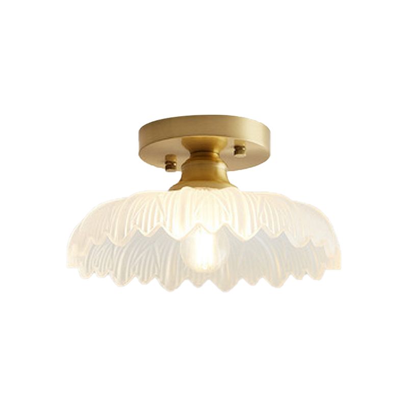 Modern Ceiling Light 1-Light Copper Ceiling Mount Light with Glass Shade for Aisle