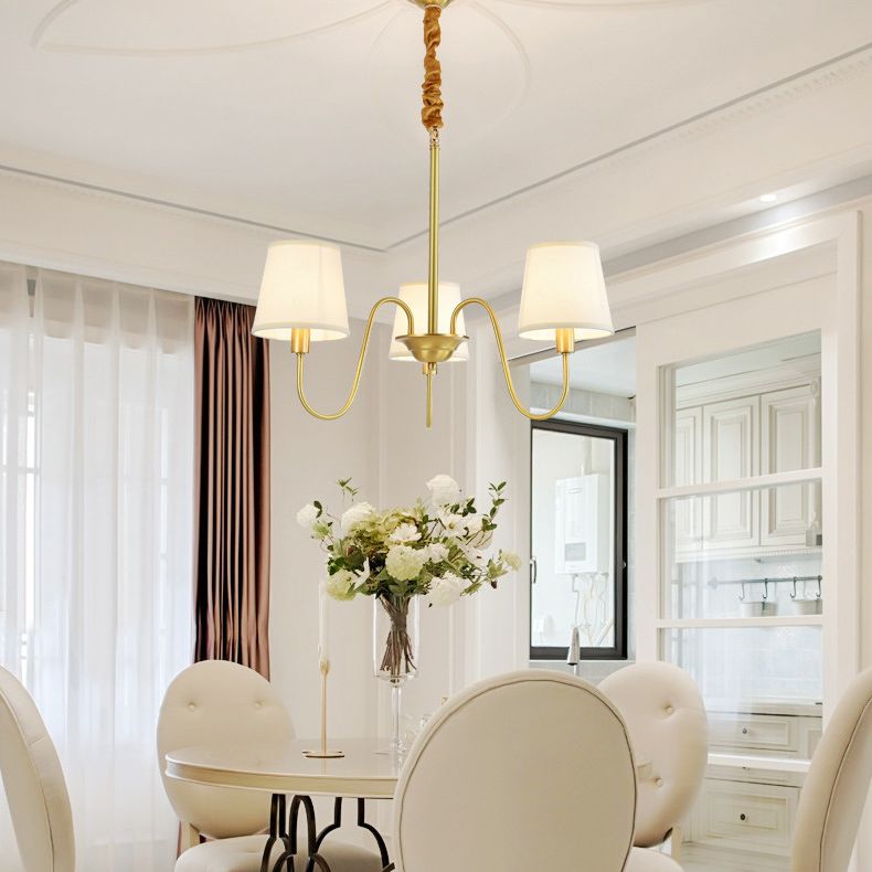 Conical Chandelier Light Fixture Traditional Fabric Pendant Lighting for Restaurant