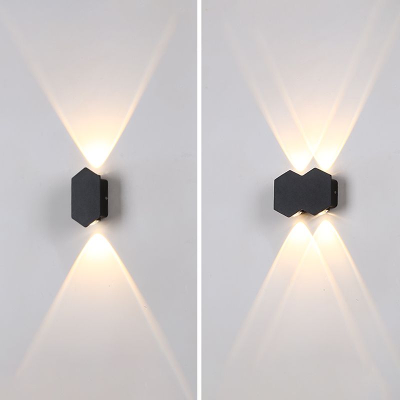 Black Outdoor LED Wall Sconce in Modern Creative Style Aluminium Geometric Waterproof Spotlight