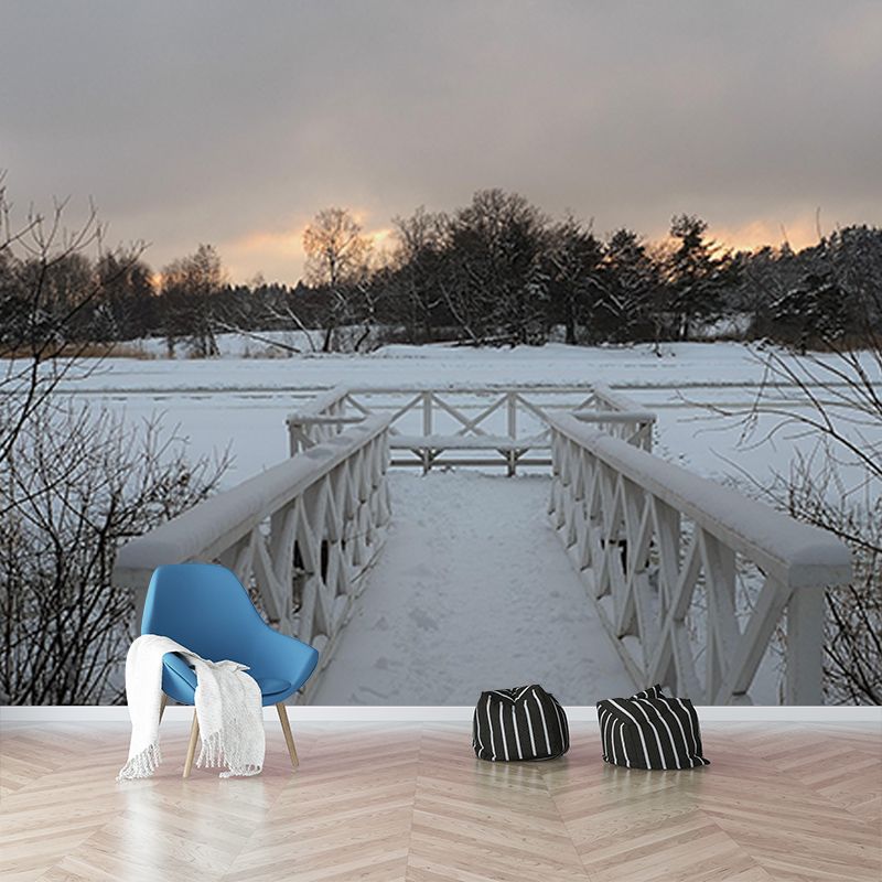 Bridge Scene Industrial Decorative Space Extension Mural Mildew Resistant Bedrom Mural