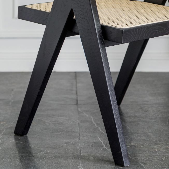 Contemporary Balcony Wood Arm Chair Matte Finish Open Dining Chair