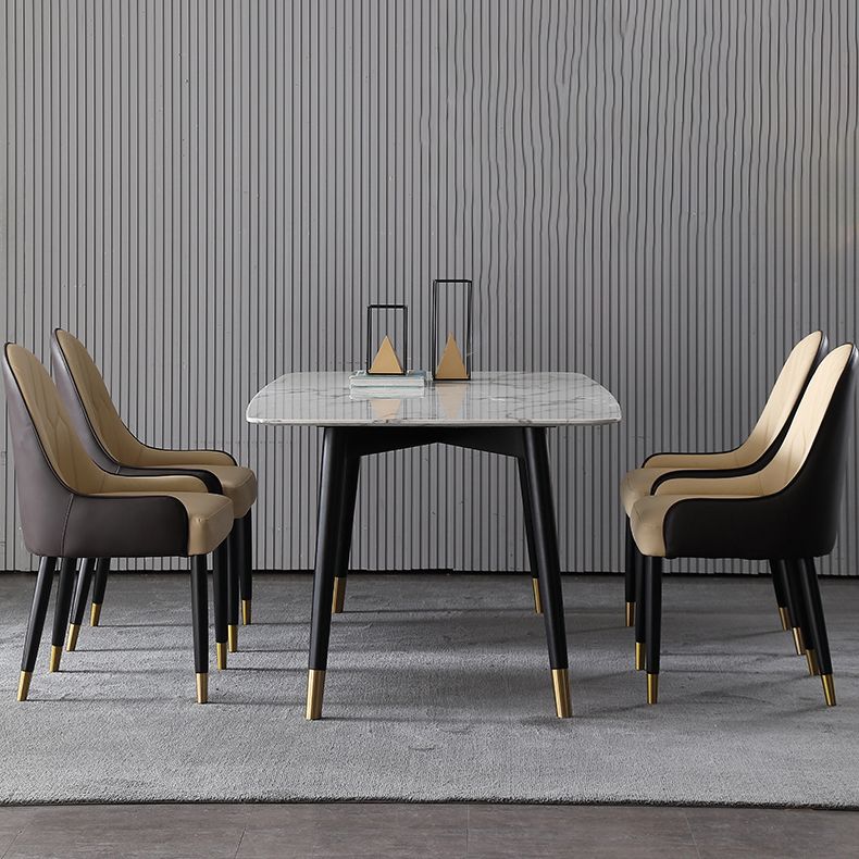 Modern Rectangle Sintered Stone Table Set 1/2/4/5/7 Pieces Dining Set