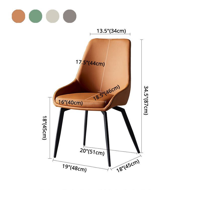 Hedendaagse metalen eetkamerstoelen faux lederen eetkamerstoelen (set van 4)