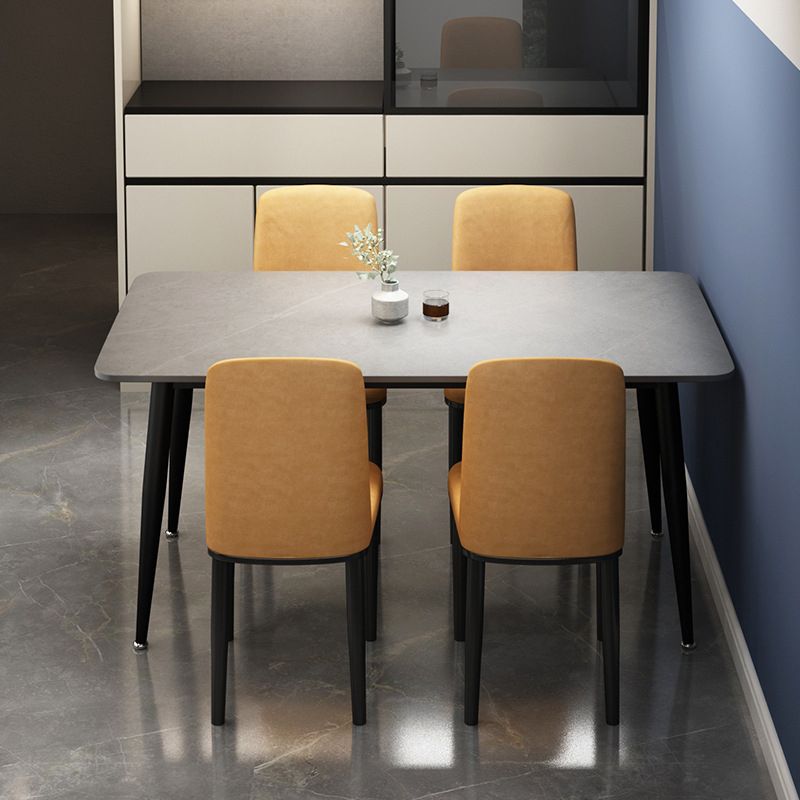 Rectangular Stone Round Table Modern Dining Table Furniture with Metal Base