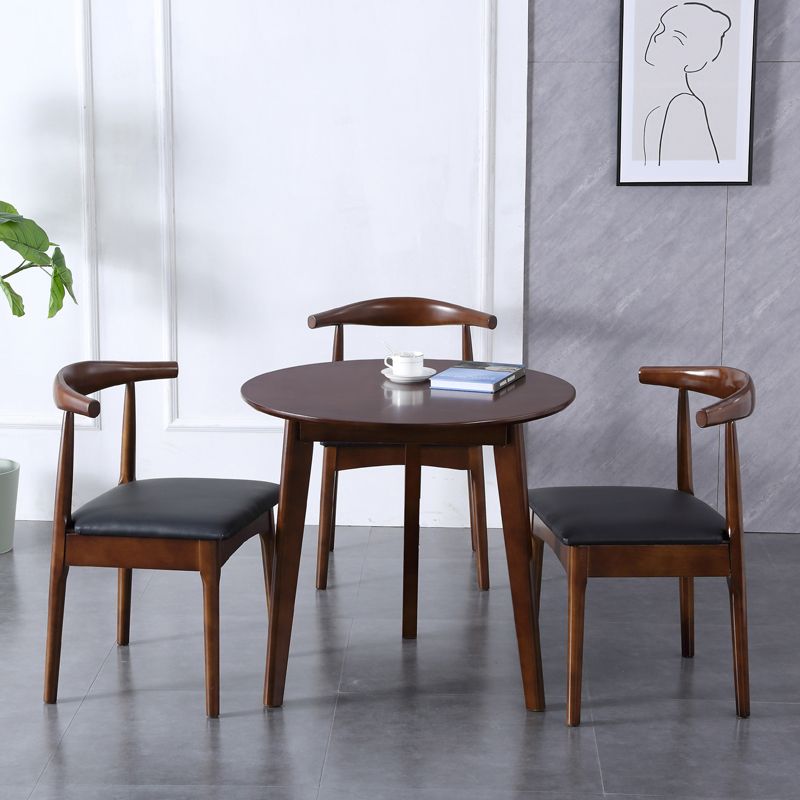 Modern Style Solid Wood Brown Dining Room Set with Round Table Formal Dining Table Furniture