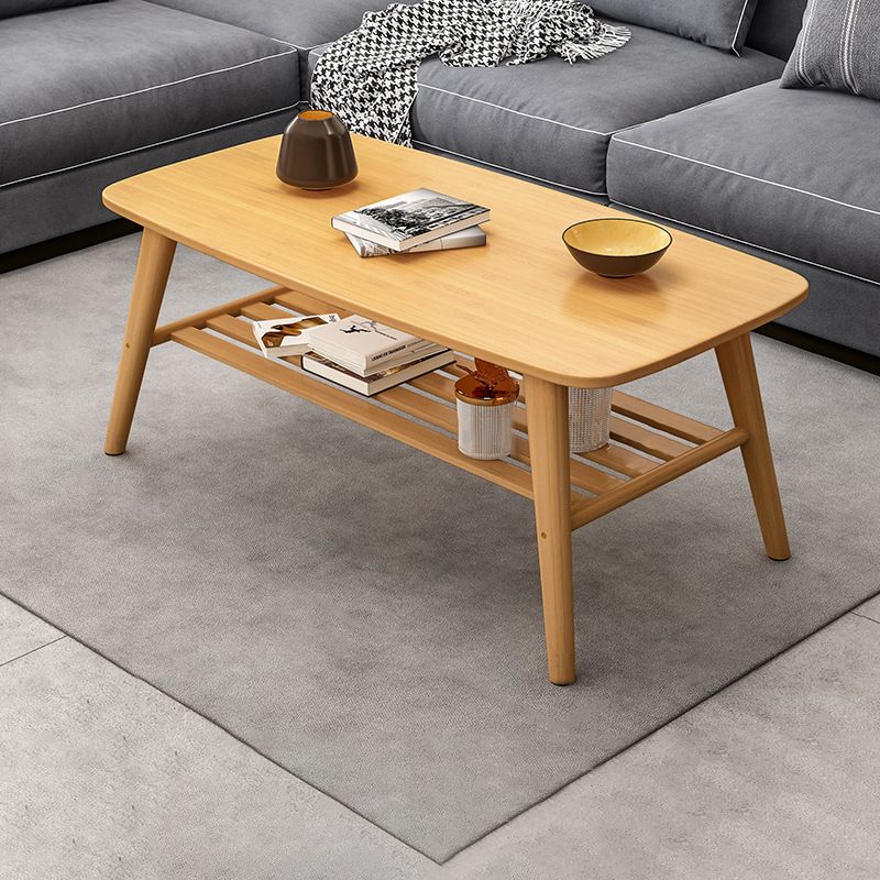 4 Legs Coffee Table Single Modern Oval Cocktail Table with Shelf