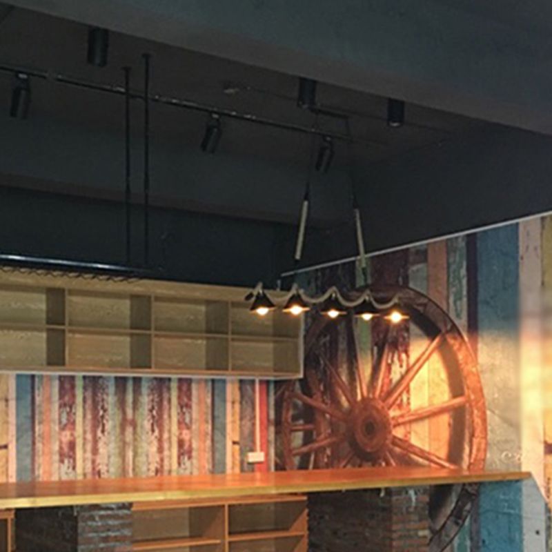 Black Exposed Bulb Island Penderant Light in Industrial Retro Style Stiil Light Light con corda di canapa