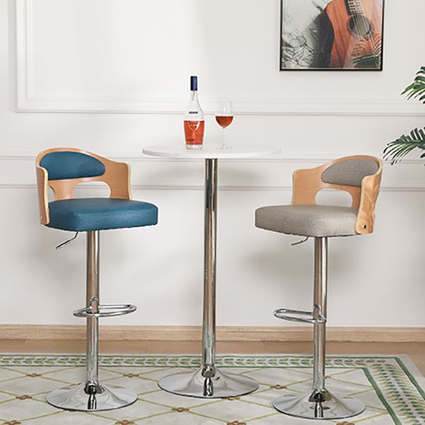 Contemporary Metal Barstool Faux Leather Counter Stool With Chrome Base