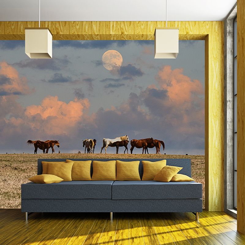 Decorative Wall Mural Wallpaper Horses Sitting Room Wall Mural