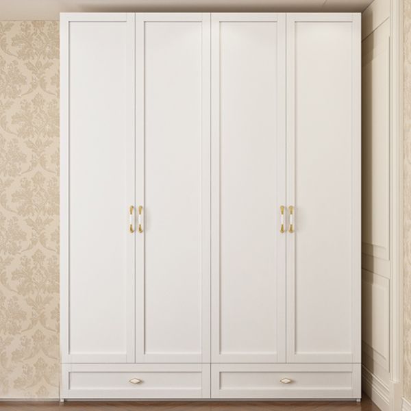 Engineered Wood Wardrobe Closet with Shelves White Wardrobe Cabinet