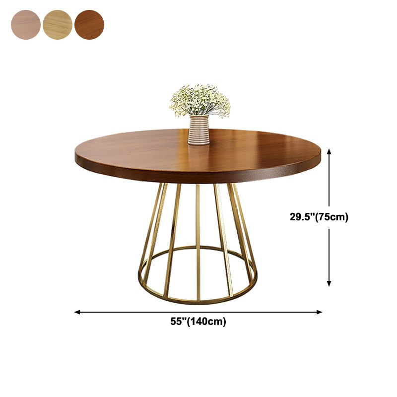 Round Dining Table Contemporary Style Solid Wood Dinner Table for Kitchen Home