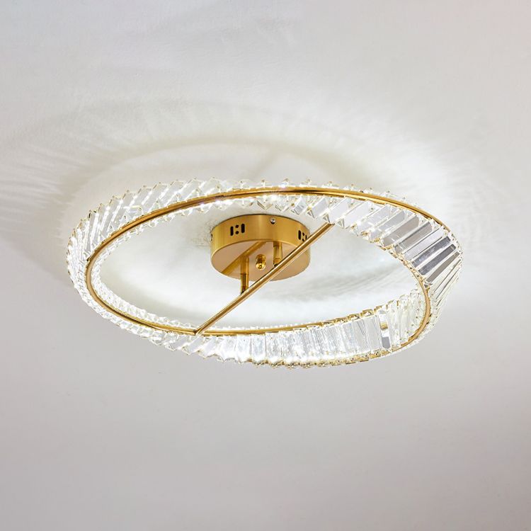 Plafonniers modernes dorés, éclairage de plafond encastré à LED avec abat-jour en cristal