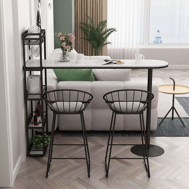 Glam Bar Table 42-inch Height Artificial Marble Top Pub Table with Storage Rack
