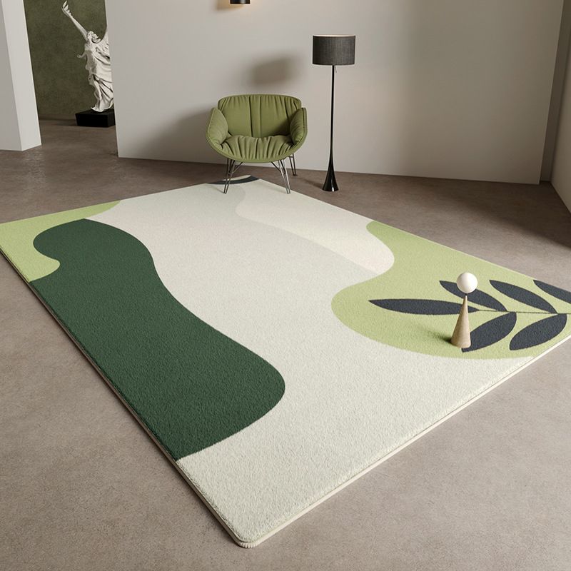Color Block Rug Nordic Rug Polyester Stain Resistant Anti-Slip Rug for Sleeping Room