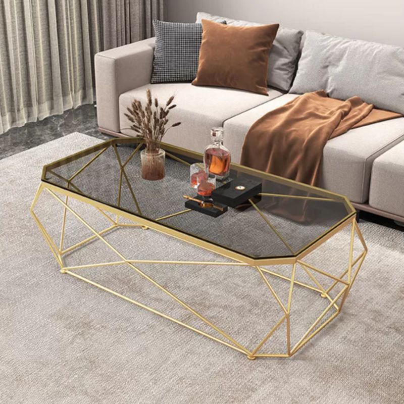 Modern Style Rectangular Glass Table Metal Bottom Frame Frame Base Coffee Table