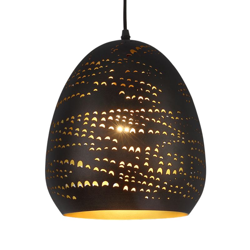 Luz de techo de urna tradicional de 8 "/10" de ancho 1 cabeza de metal de metal accesorio de iluminación suspendida en negro