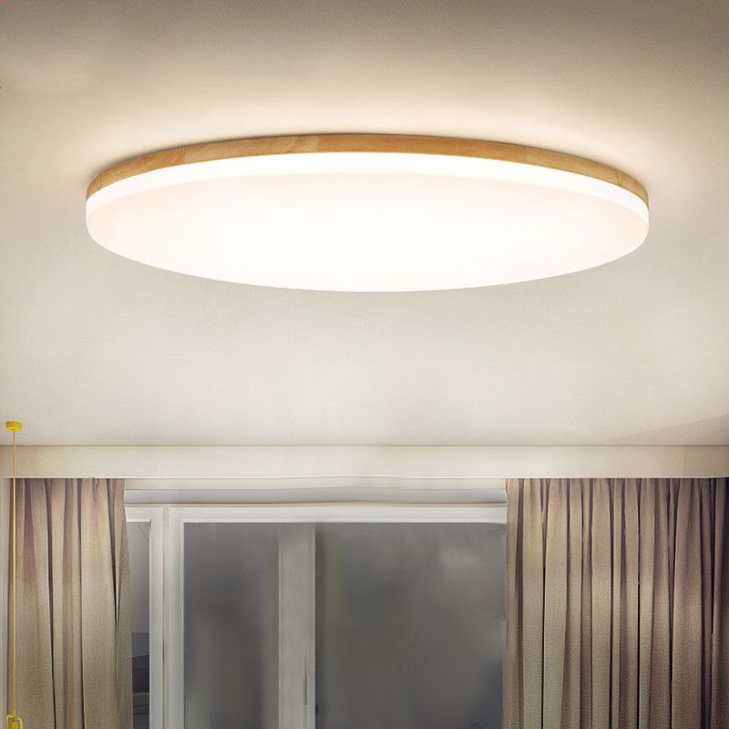LED-plafondlamp met ronde vorm, modern hout, 1 licht, inbouw voor gangpad-eetkamer