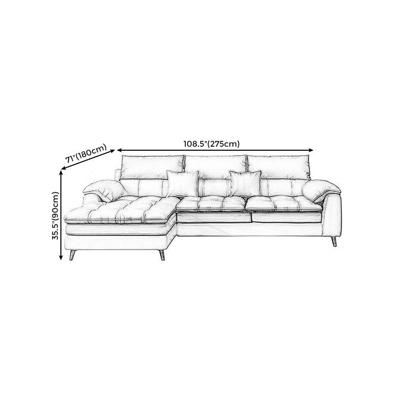 Faux leather Sectional Pillow Top Arm Beige Sectional for Living Room