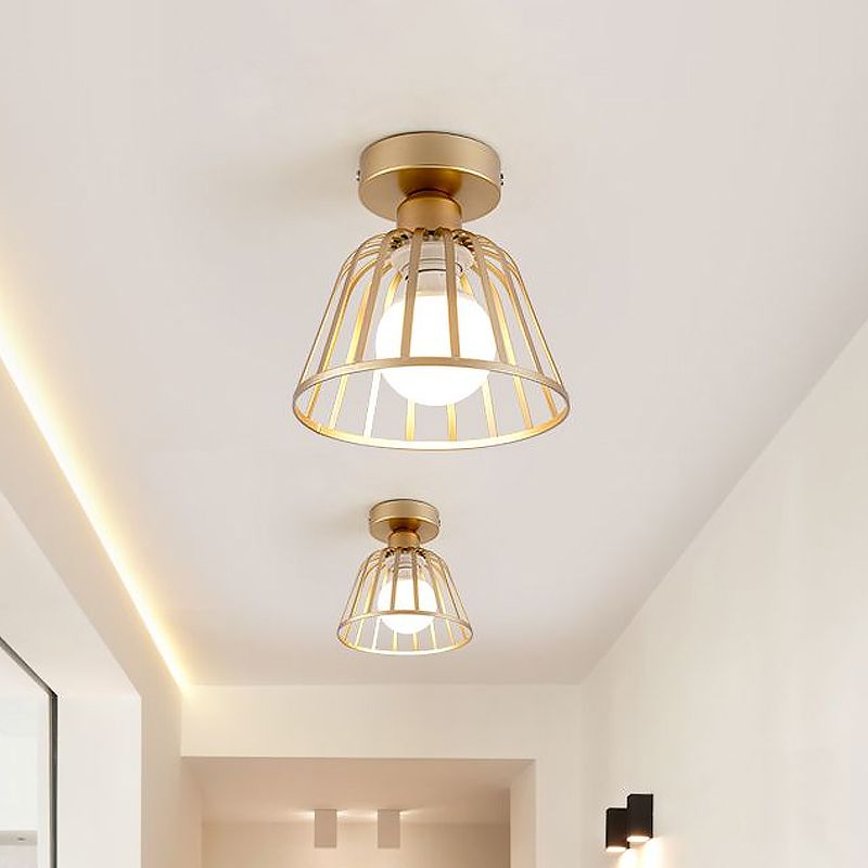 Finition noir / or cône encastré luminaire métal moderne 1 ampoule plafonnier pour escalier