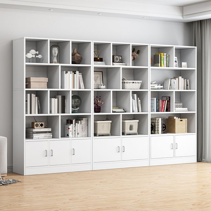 Modern Style Standard Bookcase with Doors Engineered Wood Bookshelf for Living Room
