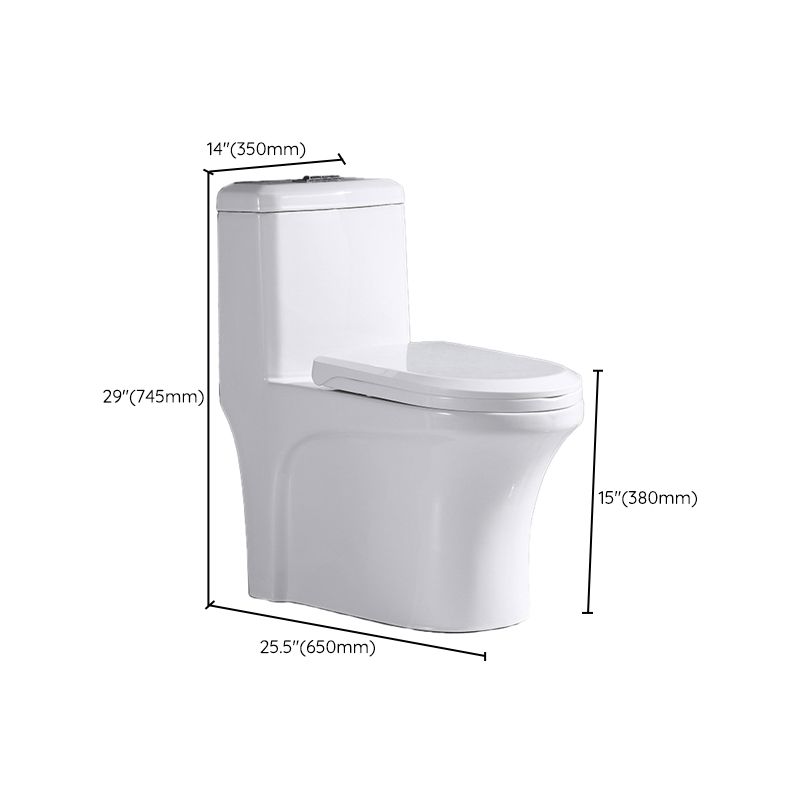 Traditional One Piece Toilet Floor Mounted White Toilet Bowl with Seat for Washroom