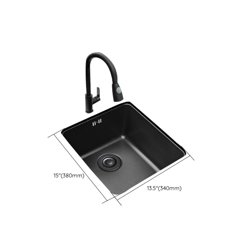 Black Stainless Steel Sink Single Bowl Undermount Sink with Basket Strainer