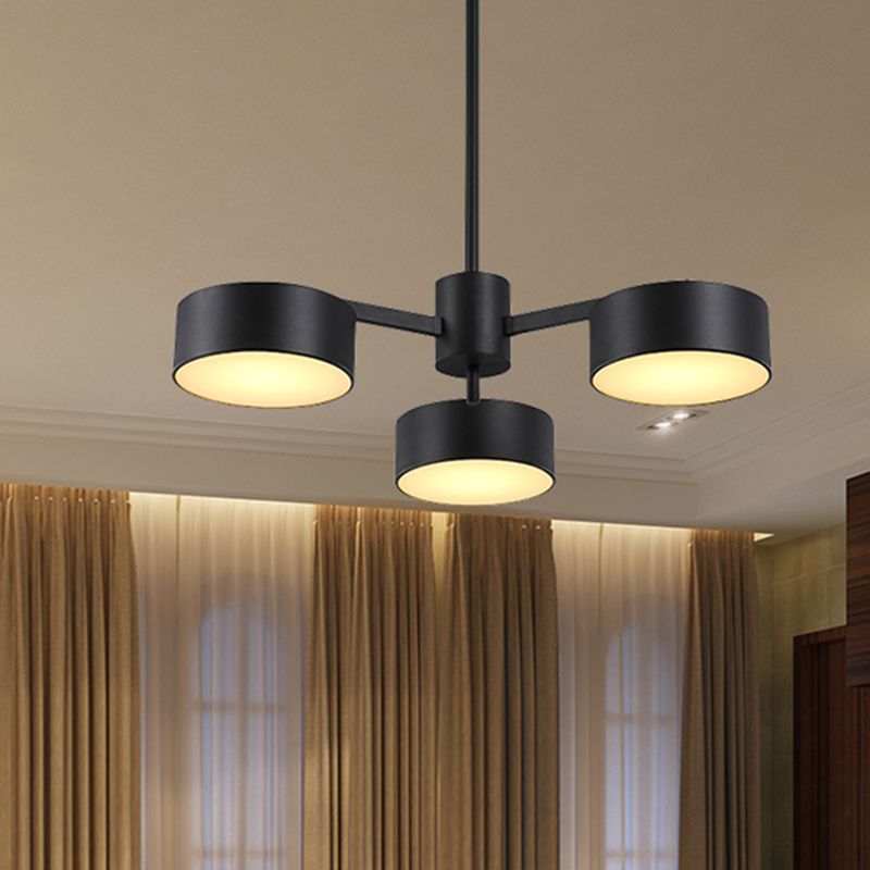 Drum Pendant Light Post Modern Metal 3/5/6/10 Lights Black/Gold Chandelier Light for Living Room