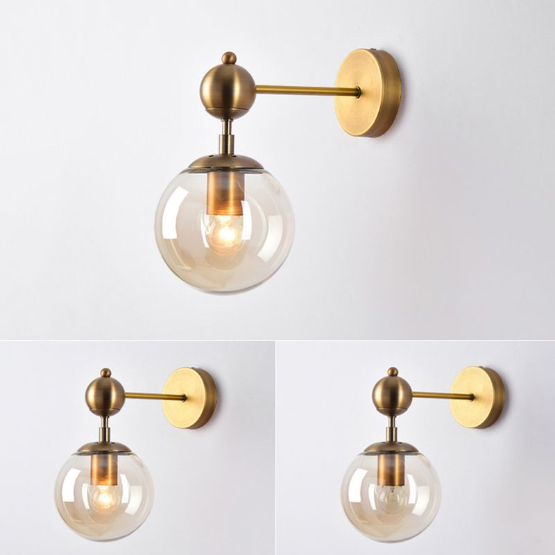 Spherical Wall Sconce Lights Nordic Retro Style Glass Sconces for Bedroom