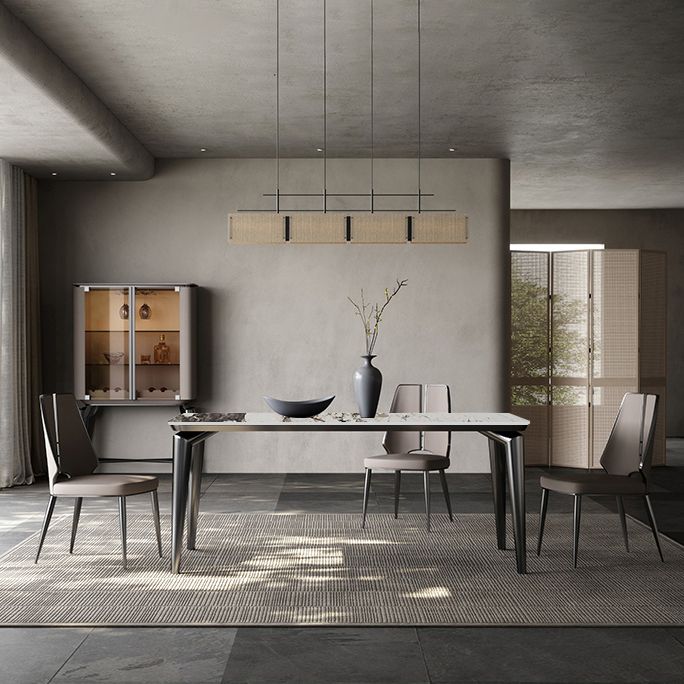 Designer Style Sintered Stone Top Dining Set Rectangle 1/4/6 Pieces Dining Room Table Set