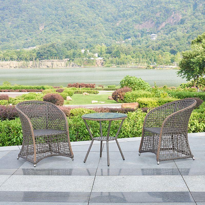 Modern 1/3 Pieces Dining Metal Set Glass Dining Table Set for Outdoor