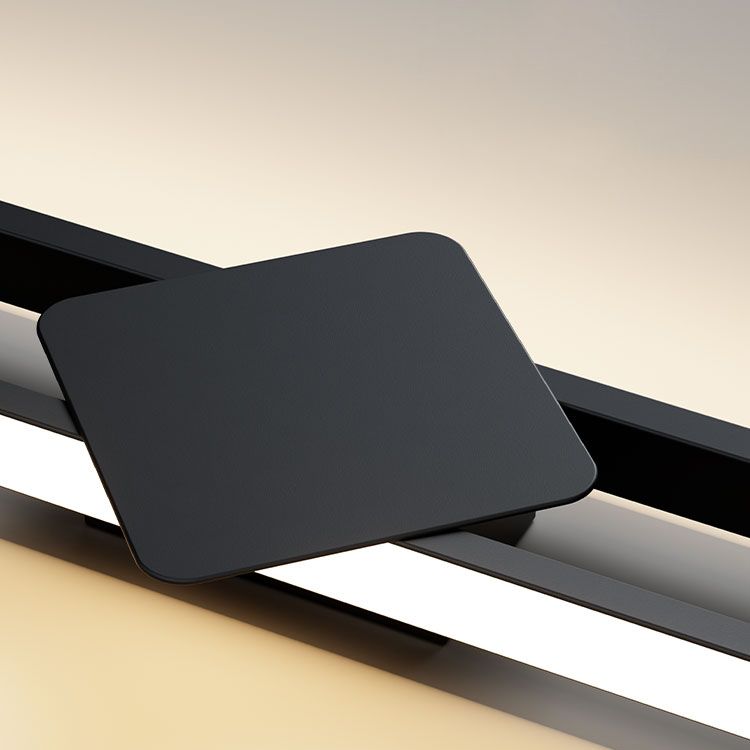 Linear Shape Metal Vanity Sconce Light Modern Style 2-Lights Vanity Mirror Lights in Black