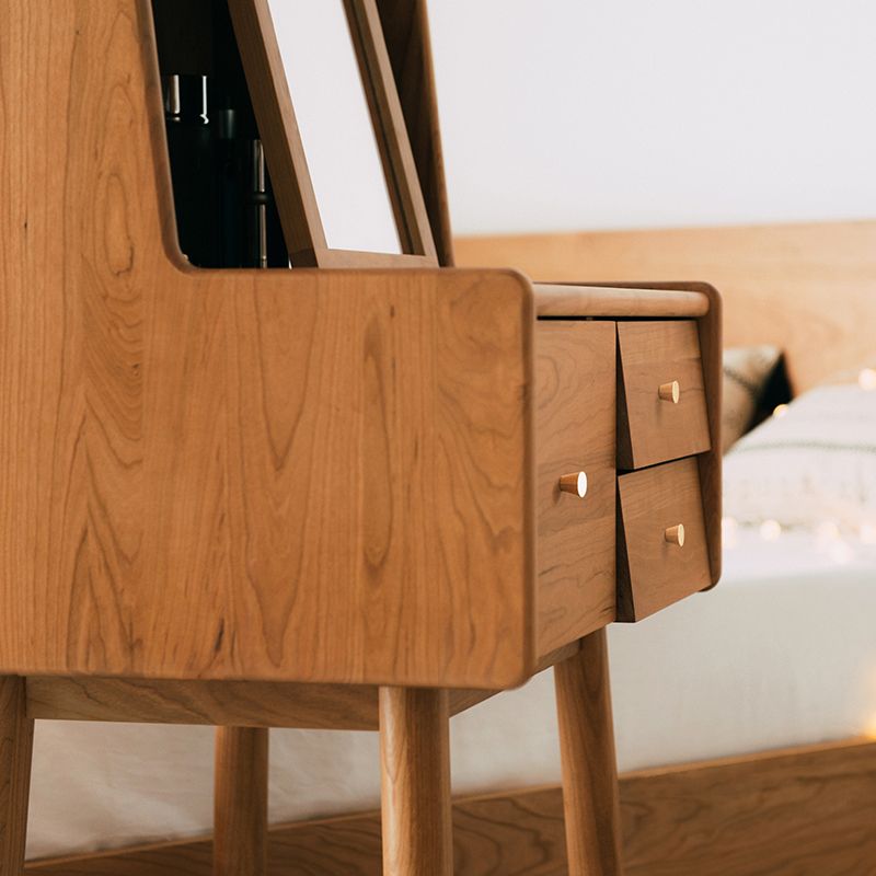 48.03" Height Wood Vanity Makeup Table Vanity Stool with Drawer for Bedroom