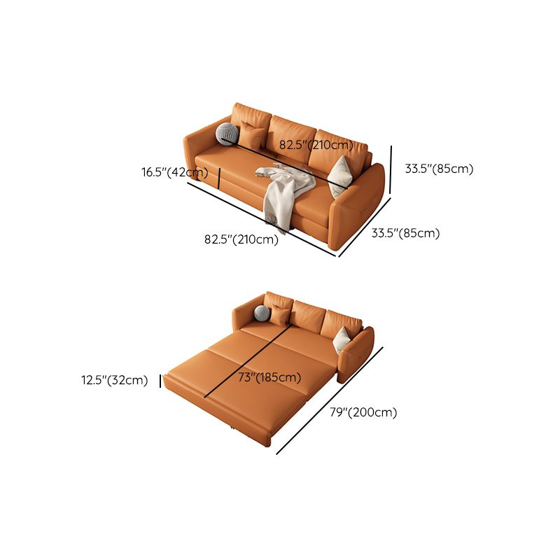 33"W Scandinavian Sofa Bed Leather Pillow Included Sleeper Sofa