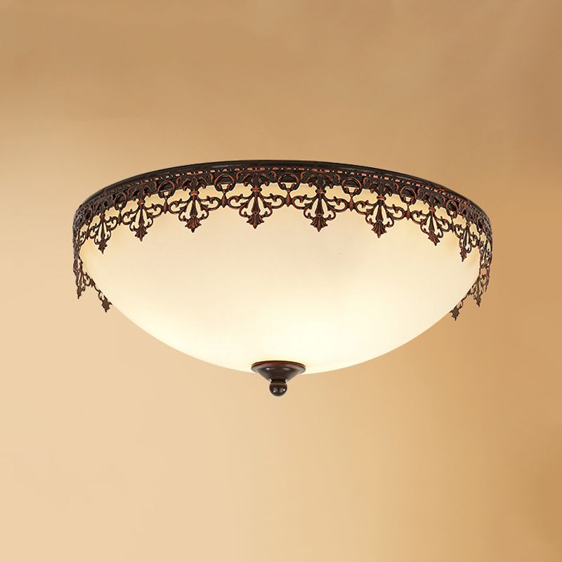 Glass Dome Flush Mount Light Fixture Traditional Living Room LED Ceiling Mount Lighting