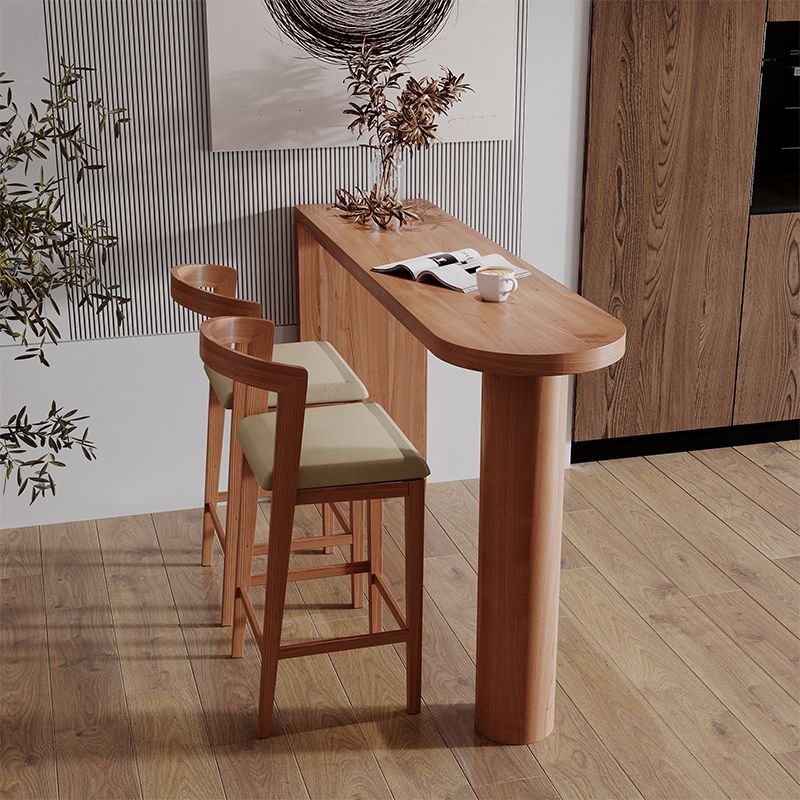 Double Pedestal Bar Table Industrial Pine Solid Wood Bar Dining Table for Living Room