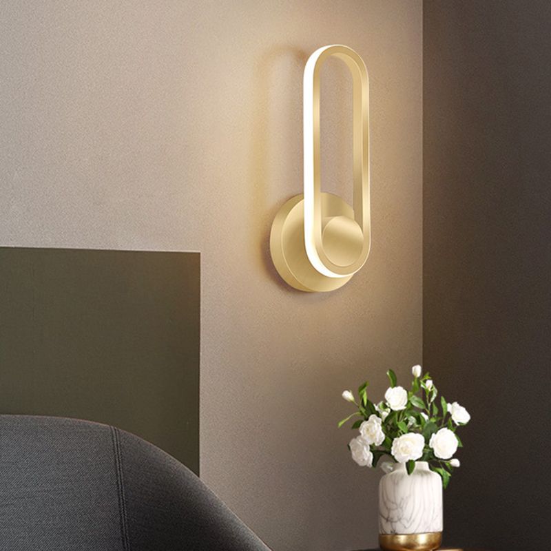1-Light Oval Wall Mount Light Modern Style Metal Wall Sconce Lights