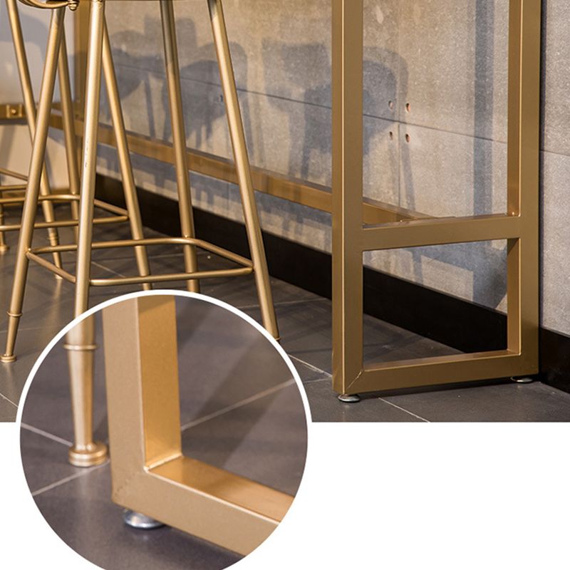 White Faux Marble Table Modern Style Bistro Table with Gold Base