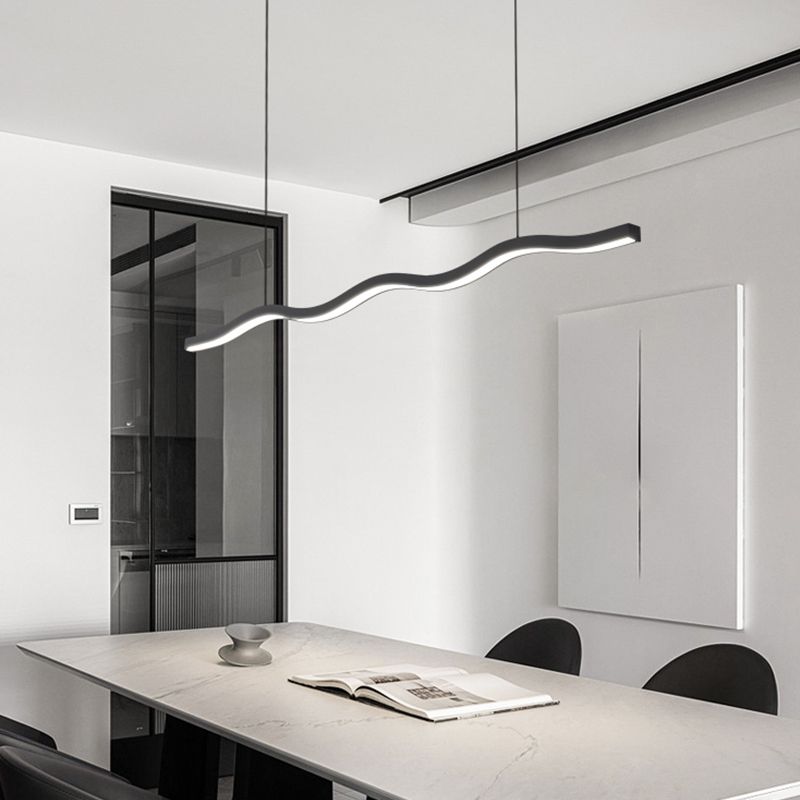 1-Light Island Hanging Lamp Modern LED Island Lamp with Acrylic Shade for Dining Room