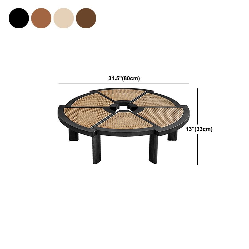 Scandinavian Rattan Cocktail Table Round Wooden Cocktail Table for Living Room