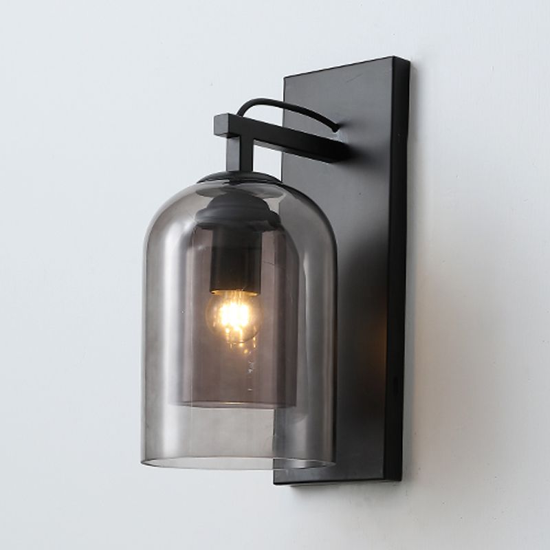 Cylinder Shape Glass Vanity Lamp Industrial Style 1 Light Vanity Light Fixture