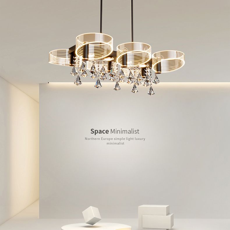 Luces de lámpara de araña de isla de estilo moderno luces colgantes de aluminio LED para comedor