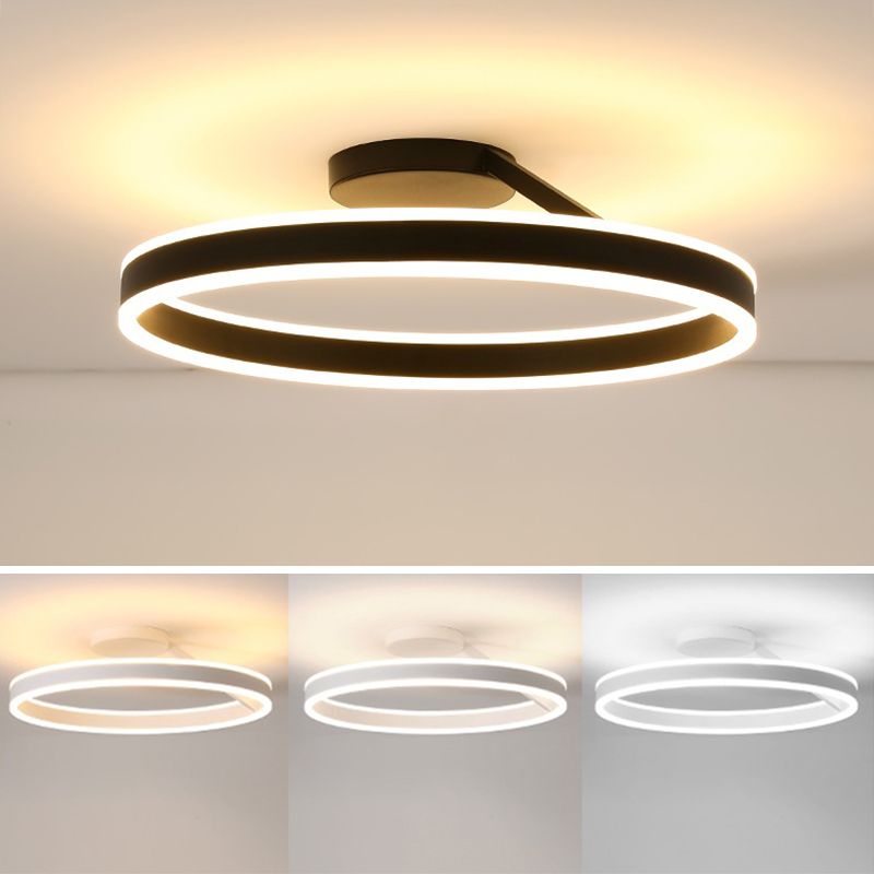 Luz empotrada LED de metal 1 luz de montaje semi empotrado de anillo de estilo moderno
