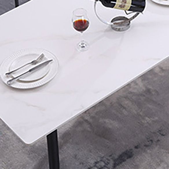 Modern Sintered Stone Dining Table Set White Rectangle Formal Dining Set